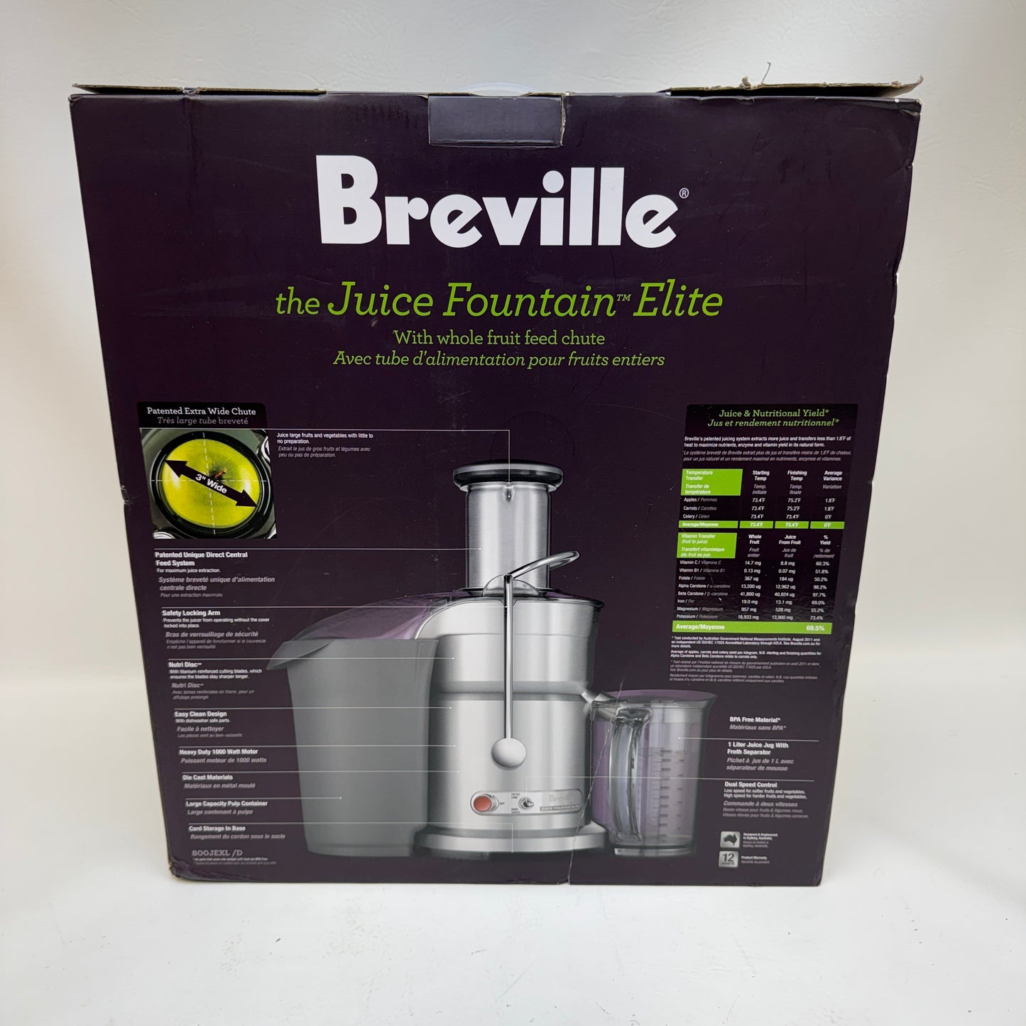 New Breville 800JEXL Juice Fountain Elite 1000W Centrifugal Juicer 