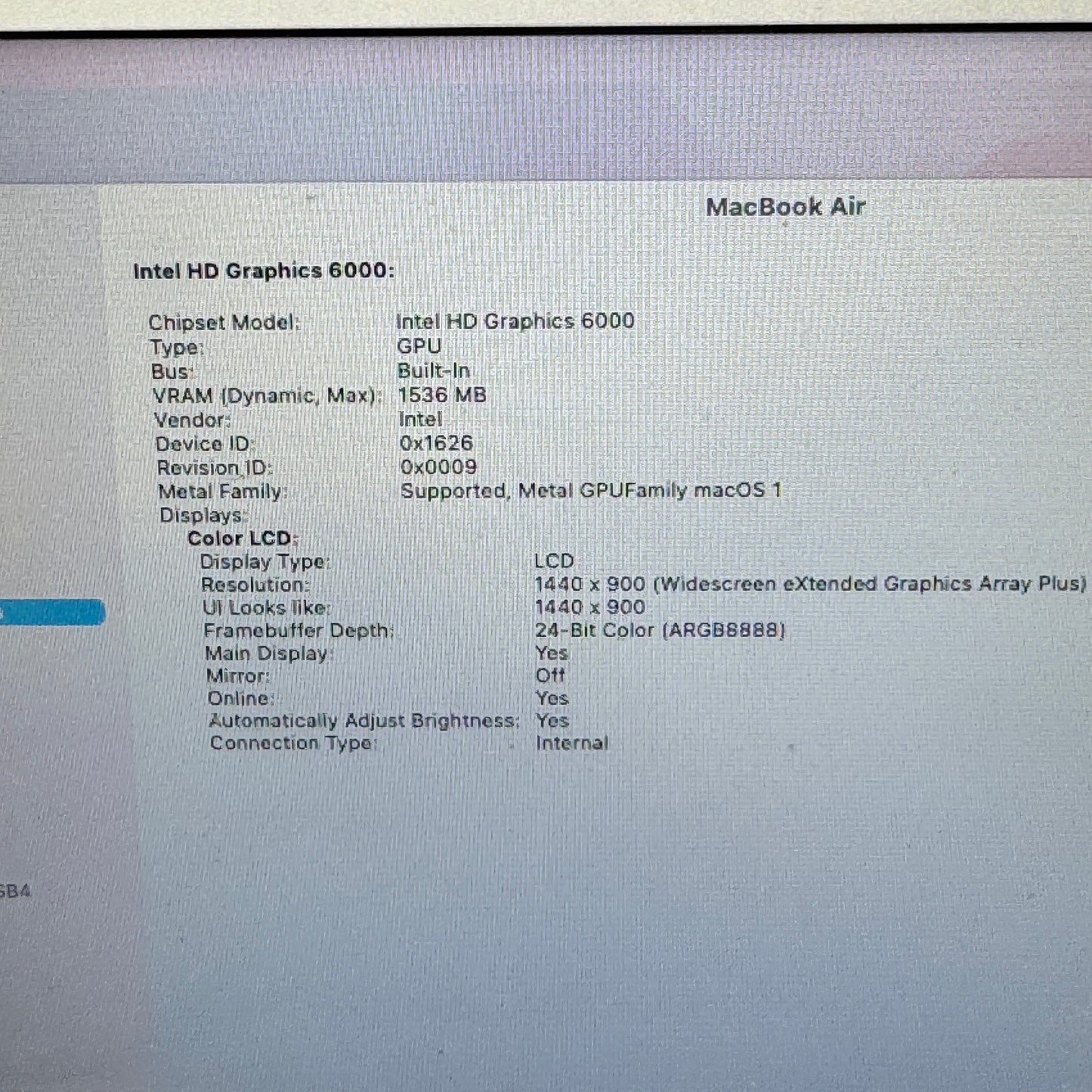 2017 Apple MacBook Air 13.3" i5 1.8GHz 4GB RAM 128GB SSD Silver A1466