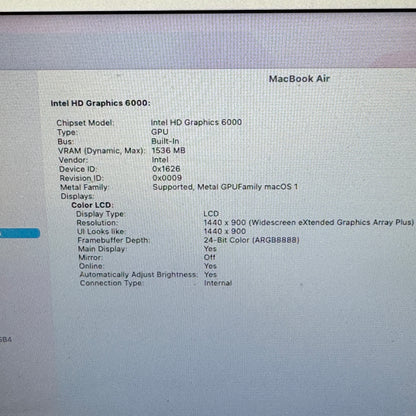 2017 Apple MacBook Air 13.3" i5 1.8GHz 4GB RAM 128GB SSD Silver A1466