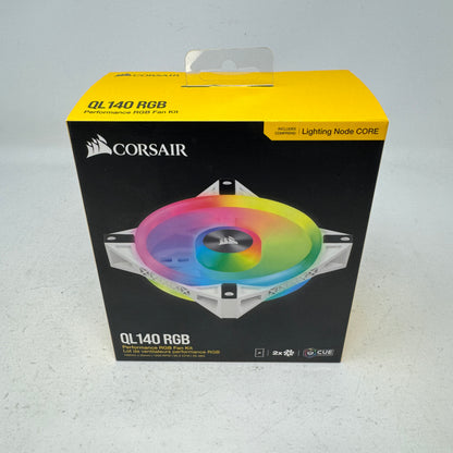 Corsair QL140 RGB White 2-Pack w/Lighting Node CORE - 140mm PWM PWM Case Fan
