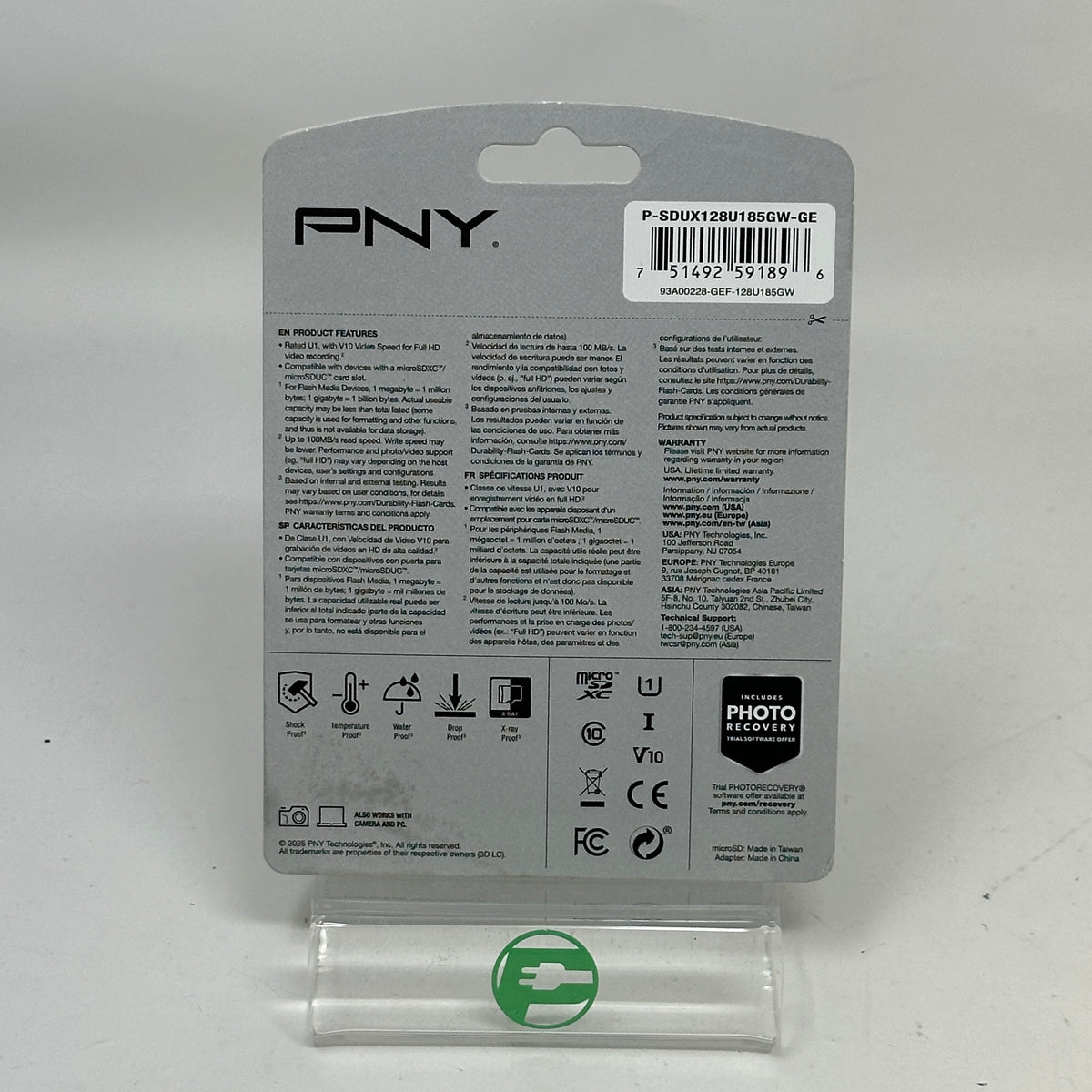 New PNY microSDXC Elite 128GB UHS-I  P-SDUX128U185GW-GE