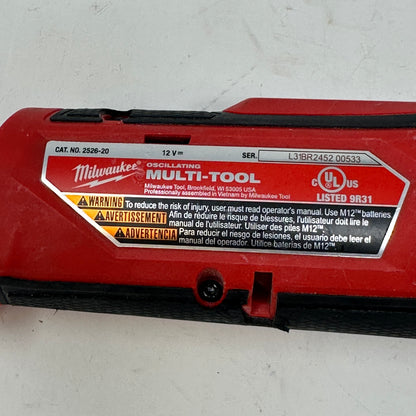 Milwaukee 2526-20 M12 12V Cordless Oscillating Multi-Tool