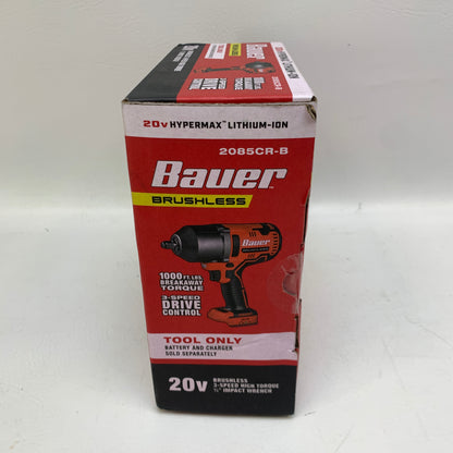 New Bauer 20V 1/2" Brushless Cordless High Torque Impact Wrench 2085CR-B