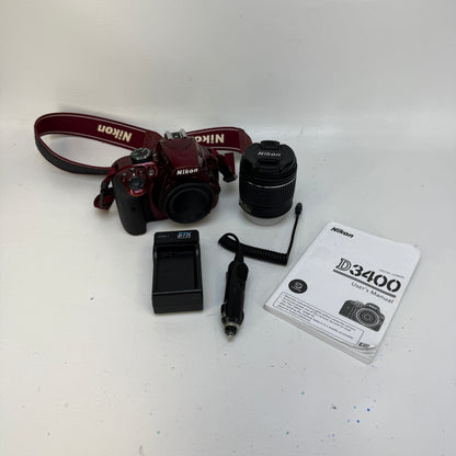 Nikon D3400 24.2MP Digital SLR DSLR Camera w/Nikon AF-P DX VR 18-55mm Lens