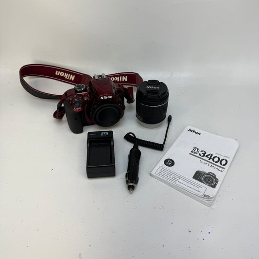 Nikon D3400 24.2MP Digital SLR DSLR Camera w/Nikon AF-P DX VR 18-55mm Lens