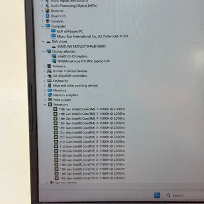 MSI Pulse GL66 11UCK 15.6" i7-11800H 2.3GHz 16GB RAM 1TB SSD GeForce RTX 3050