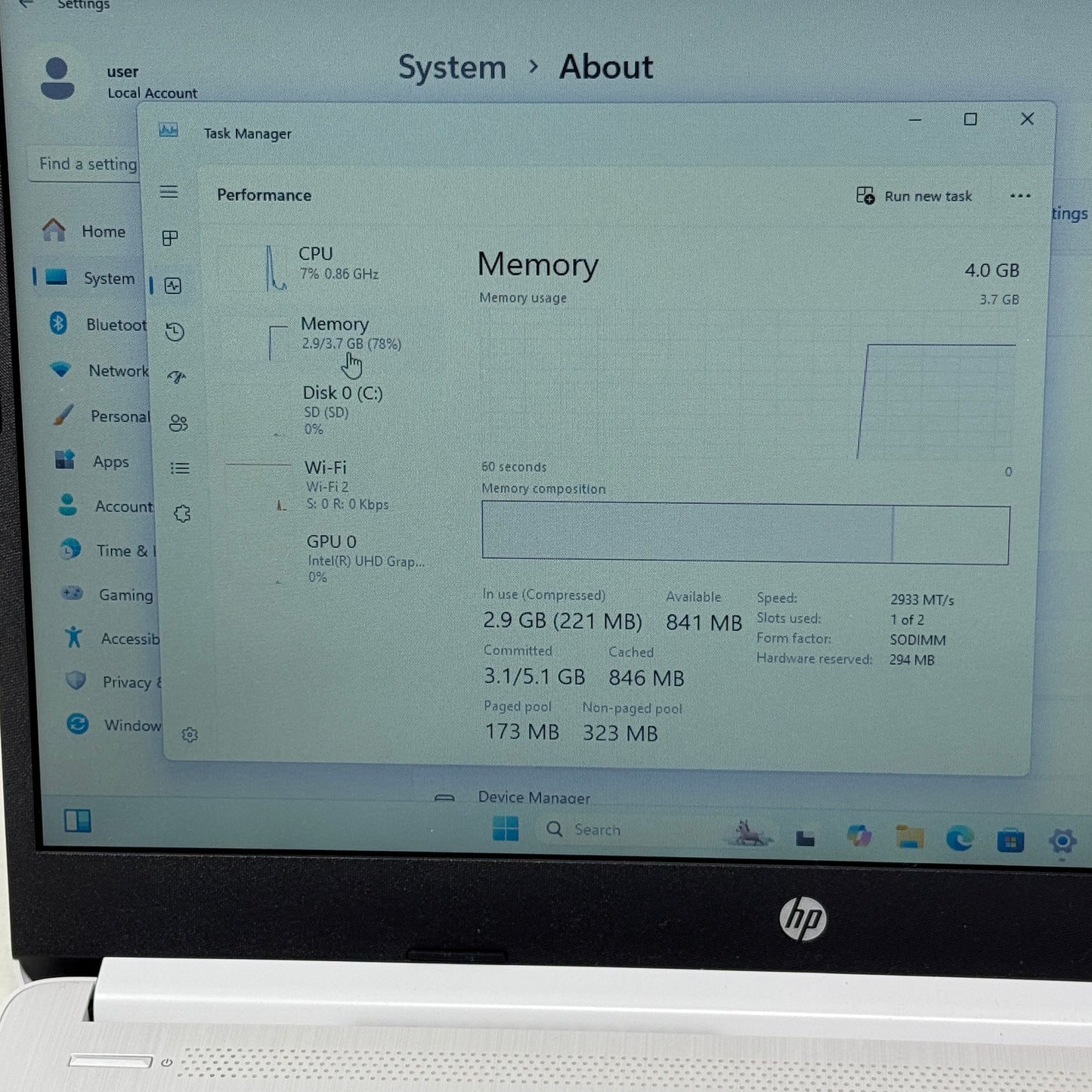HP Laptop 14-DQ3000DX Celeron N4500 1.1GHz 4GB RAM 64GB SD