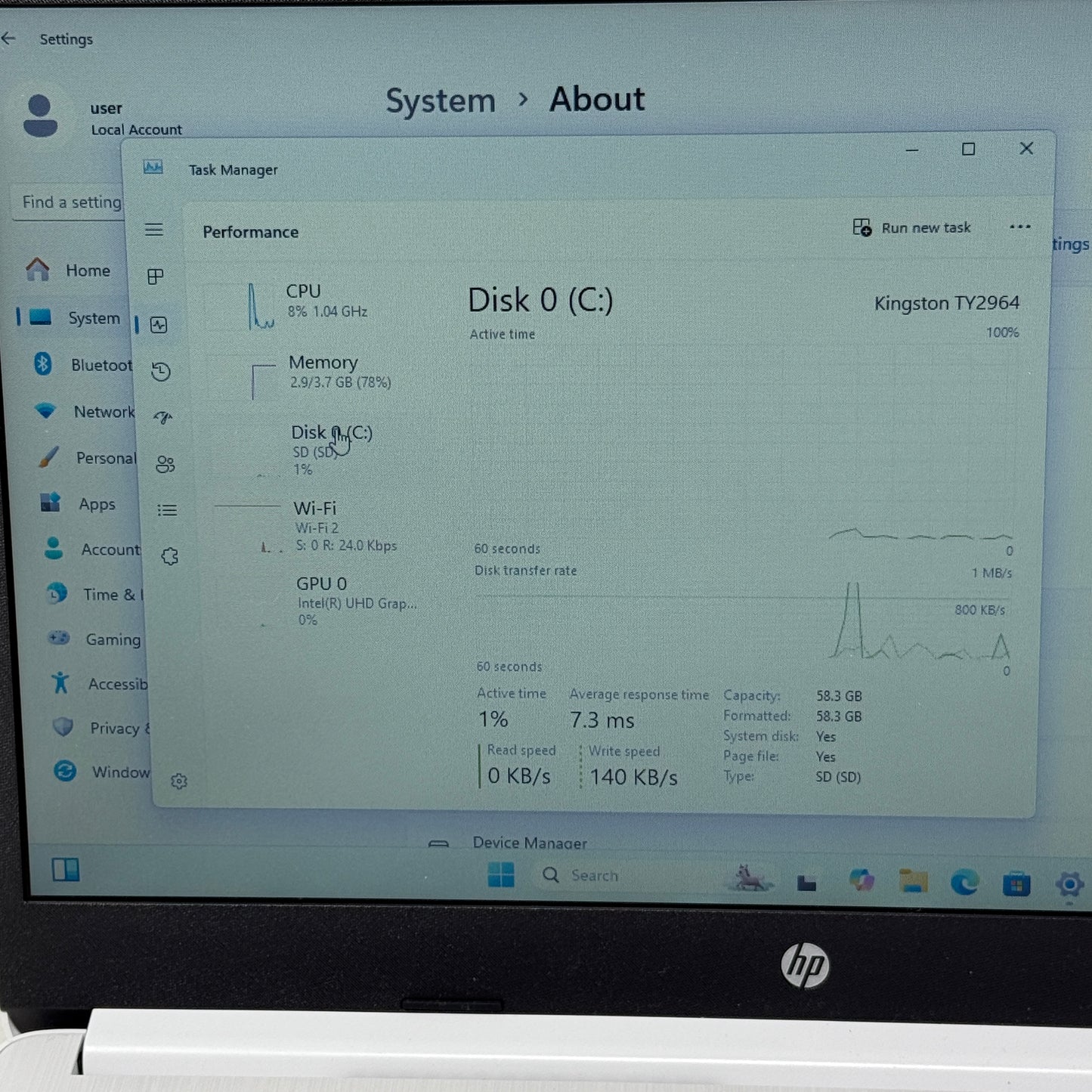 HP Laptop 14-DQ3000DX Celeron N4500 1.1GHz 4GB RAM 64GB SD