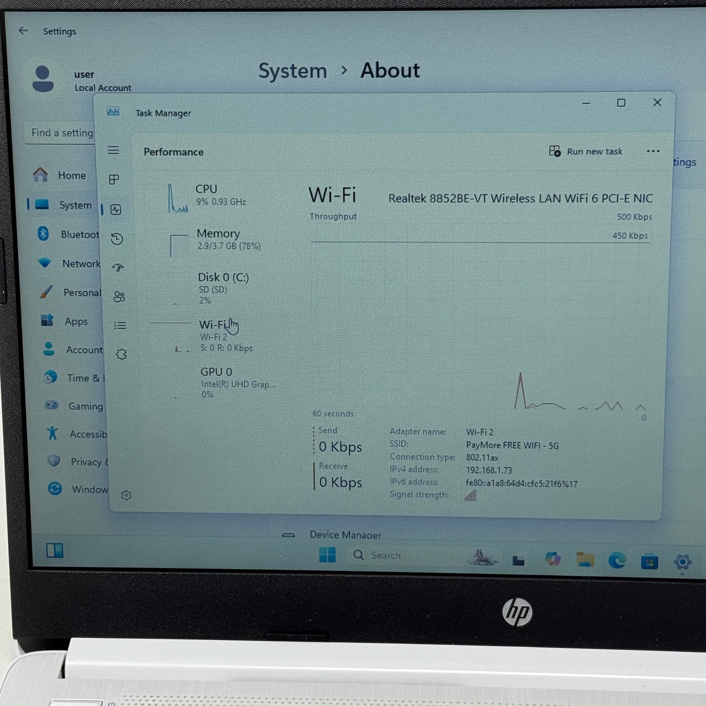 HP Laptop 14-DQ3000DX Celeron N4500 1.1GHz 4GB RAM 64GB SD