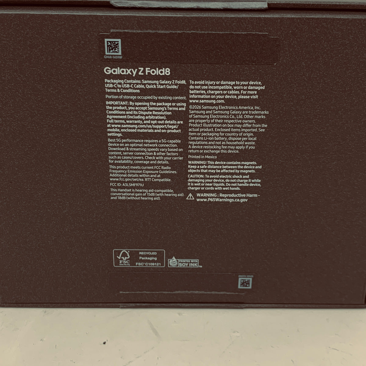Factory Unlocked Samsung Galaxy Z Fold8 12GB RAM 256GB SM-F971U1 Graphite