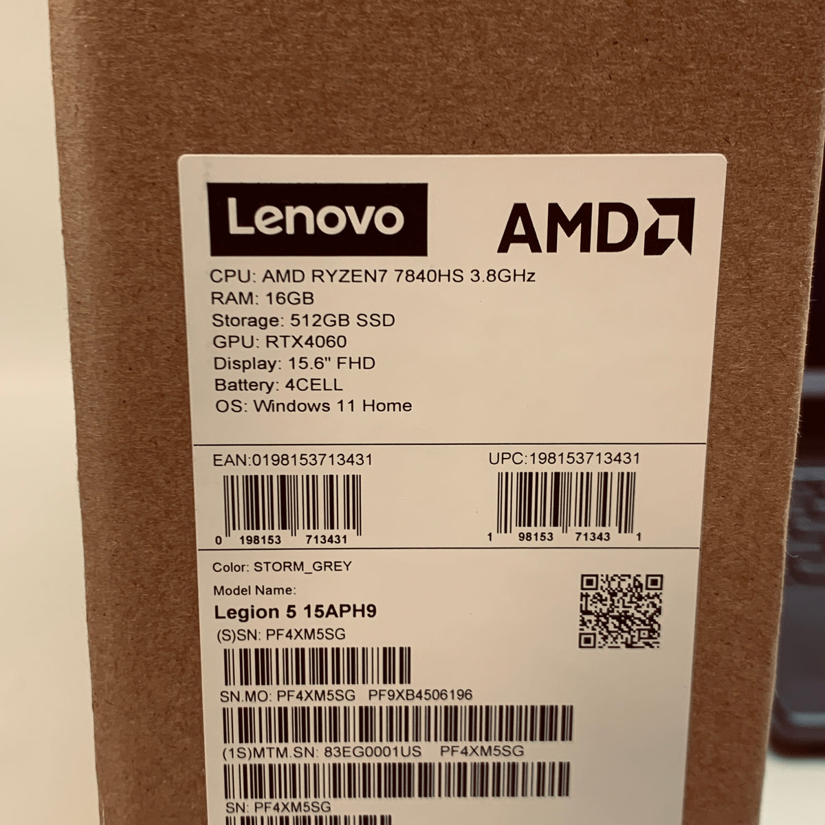 Lenovo Legion 5 15APH9 15.6" Ryzen 7 7840HS 3.8GHz 16GB RAM 512GB SSD GeForce 