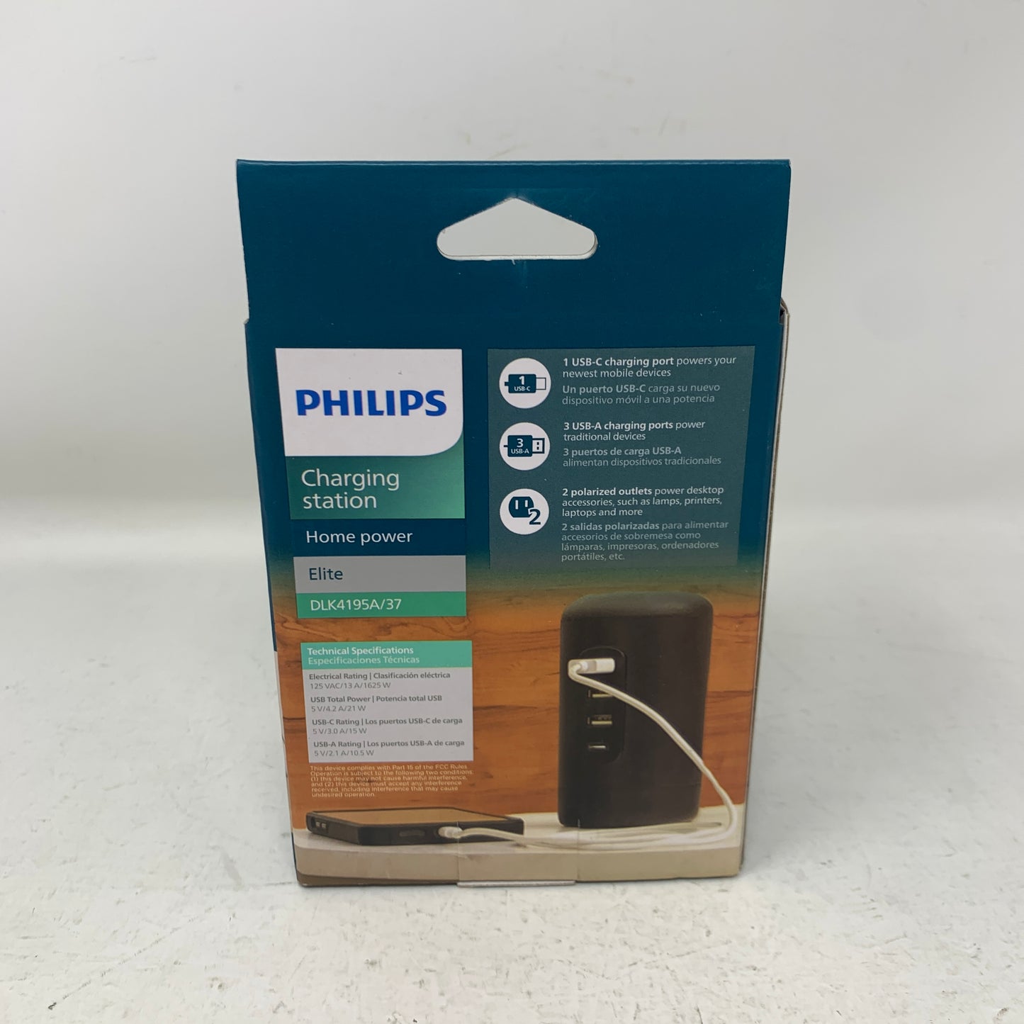 New Philips DLK4195A/37 Desktop Power Hub Charging Station