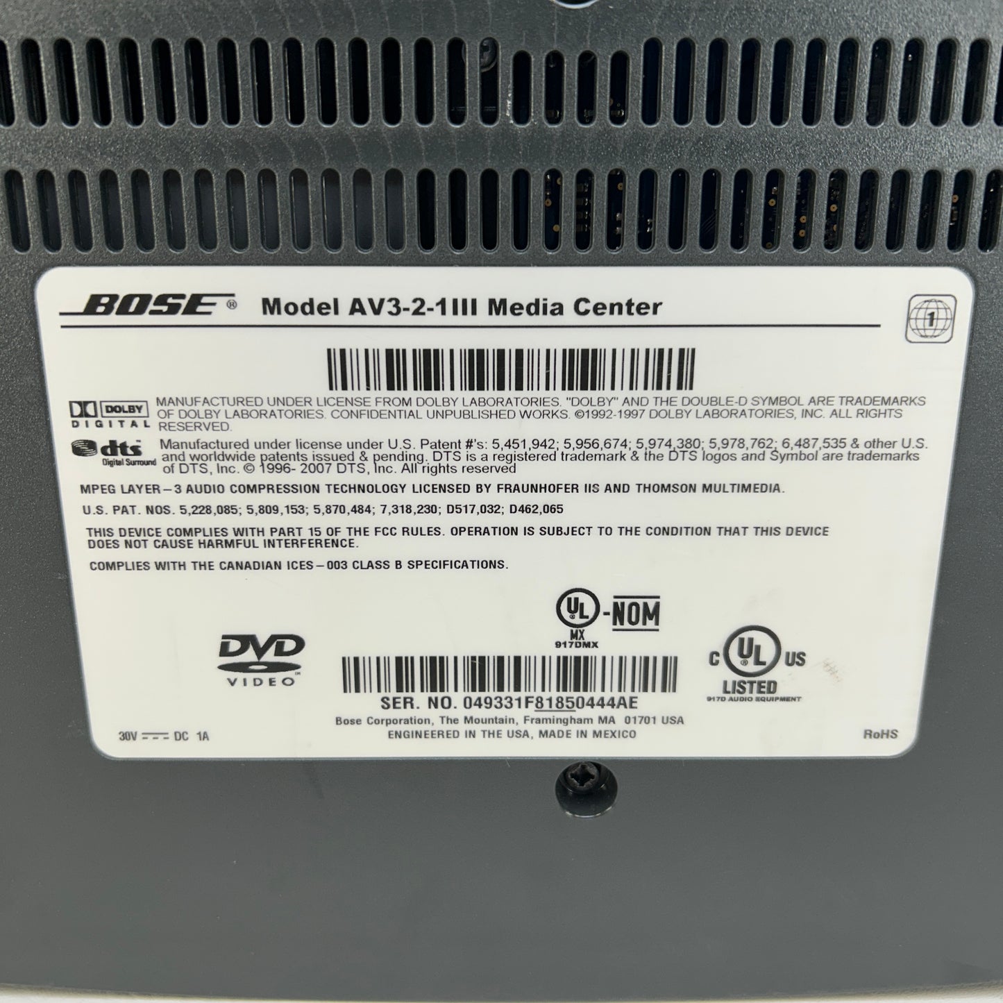 Bose 3-2-1 Series III DVD Home Entertainment System HDMI AV3-2-1III Black