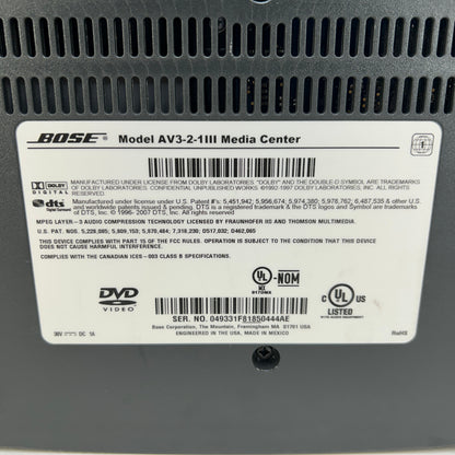 Bose 3-2-1 Series III DVD Home Entertainment System HDMI AV3-2-1III Black