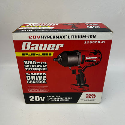 New Bauer 20V 1/2" Brushless Cordless High Torque Impact Wrench 2085CR-B
