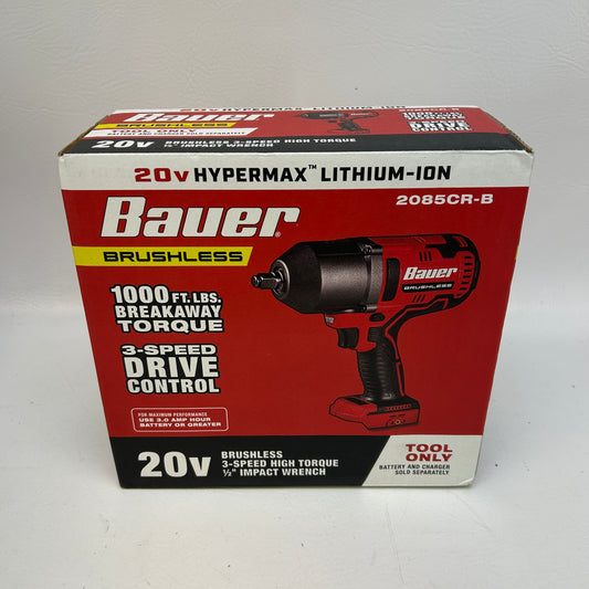 New Bauer 20V 1/2" Brushless Cordless High Torque Impact Wrench 2085CR-B