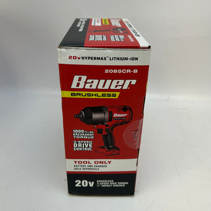 New Bauer 20V 1/2" Brushless Cordless High Torque Impact Wrench 2085CR-B