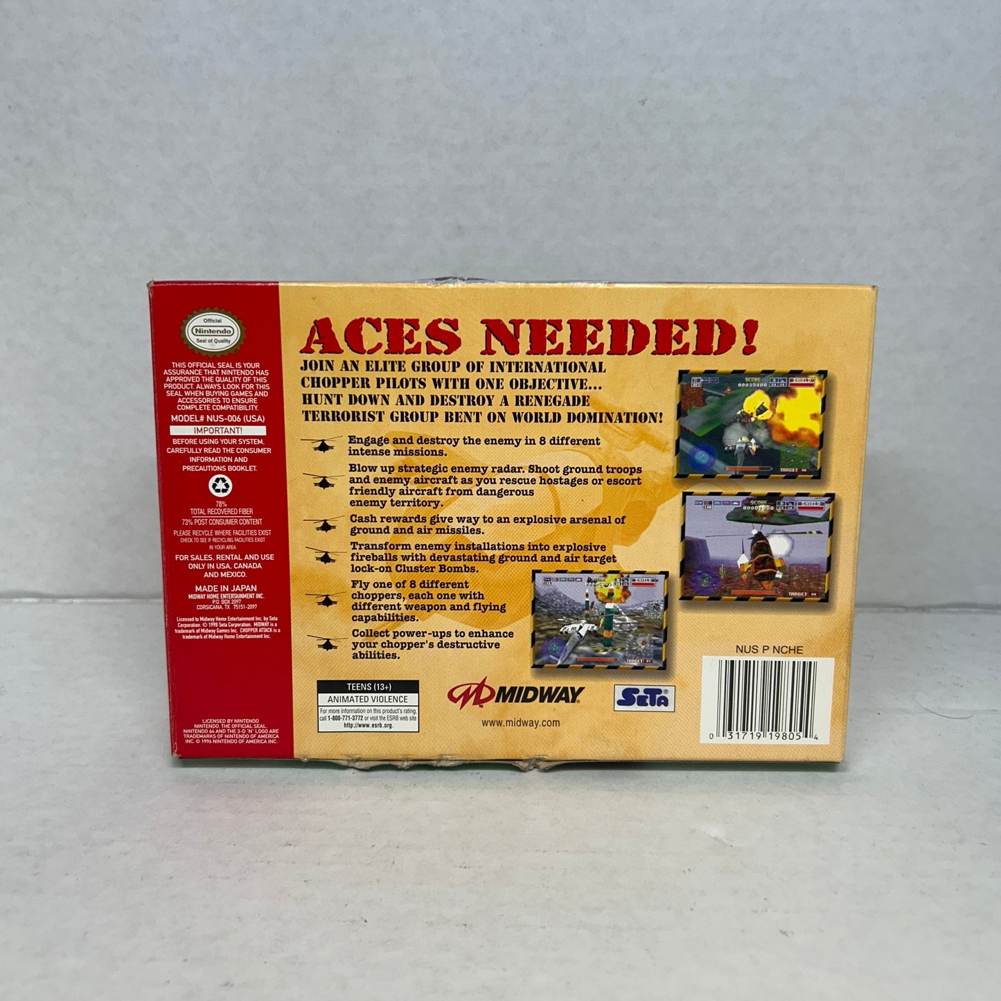Chopper Attack (Nintendo 64 N64, 1998) CIB