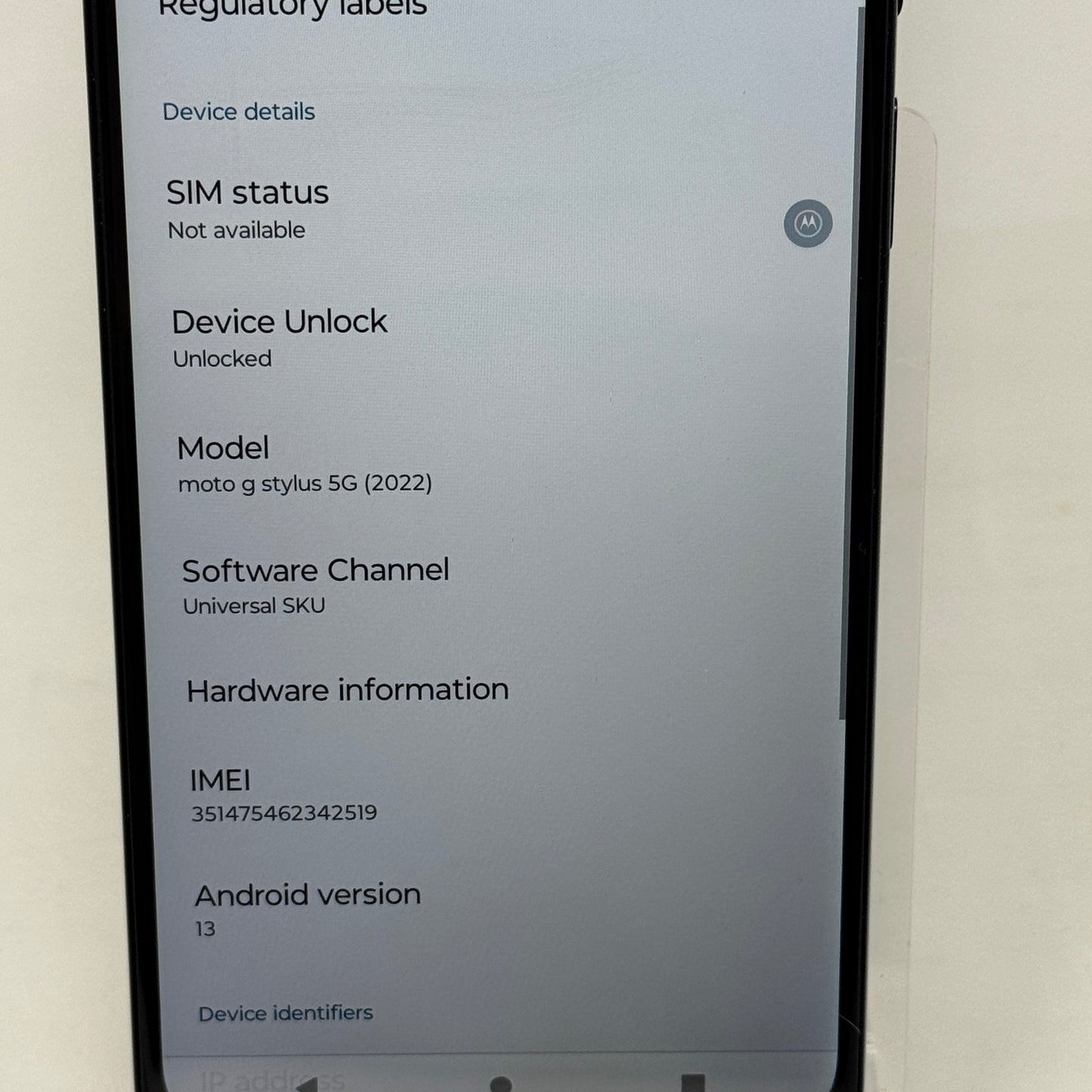 Factory Unlocked Motorola G Stylus 2022 128GB 13 Blue XT2215-4