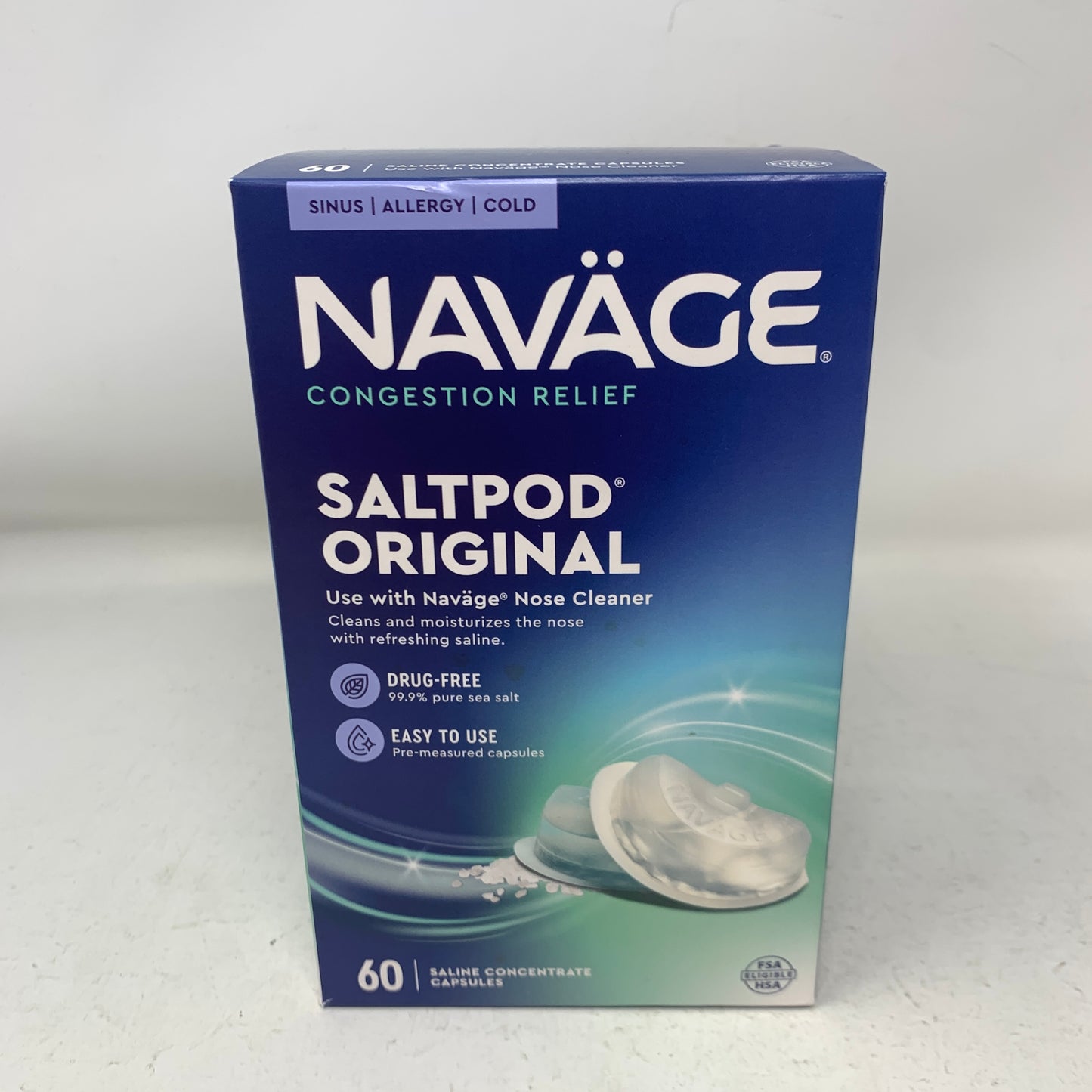 New Navage SaltPod Original 60 Count Saline Concentrate Capsules