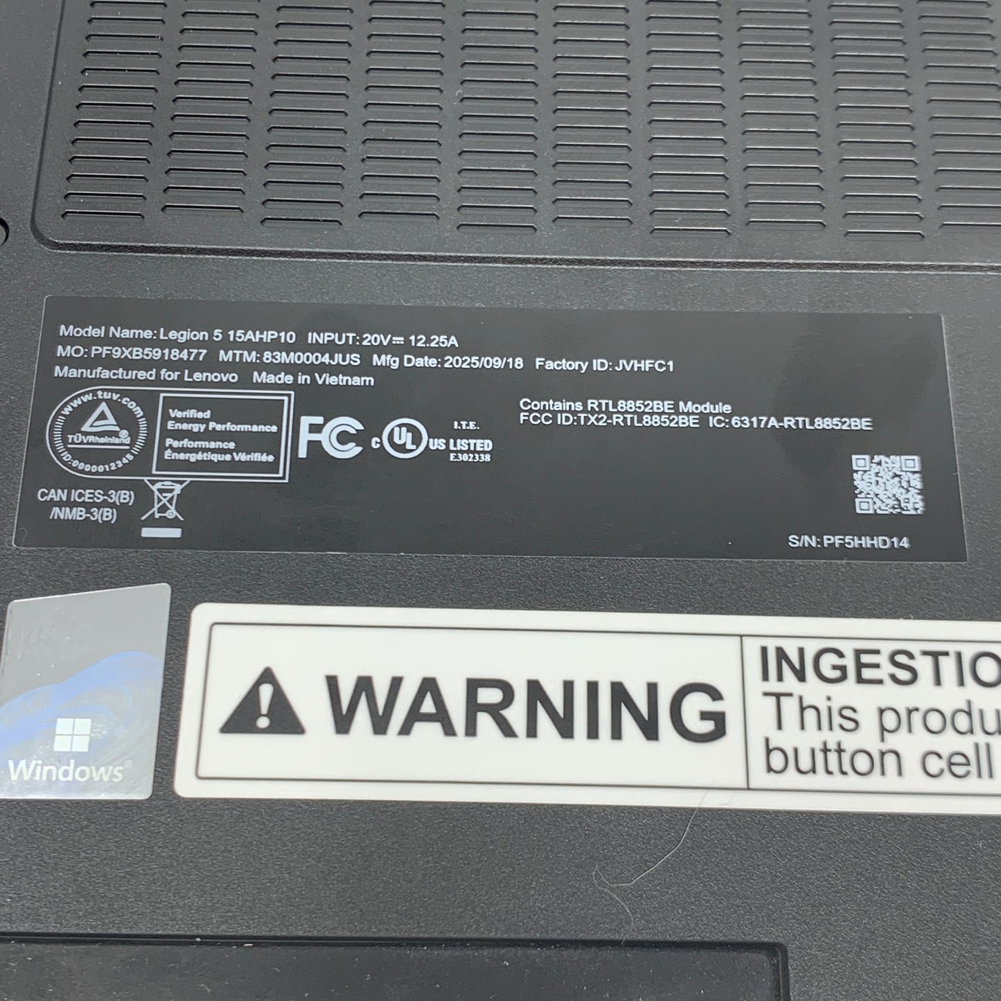 Lenovo Legion 15AHP10 15.6" Ryzen 7 260 3.8GHz 16GB RAM 512GB SSD GeForce RTX 