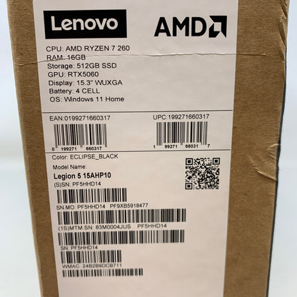 Lenovo Legion 15AHP10 15.6" Ryzen 7 260 3.8GHz 16GB RAM 512GB SSD GeForce RTX 