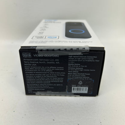 New Blink Video Doorbell 1080p HD Two-Way Audio Alexa B08SG2MS3V Black