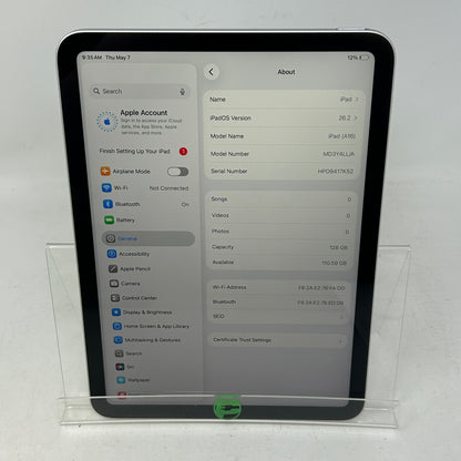 WiFi Only Apple iPad 11" (A16) 128GB Silver MD3Y4LL/A