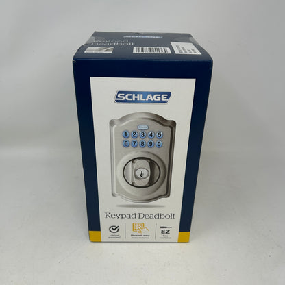 New Schlage BE365 V CAM 619 Keypad Deadbolt Camelot Satin Nickel Electronic Lock
