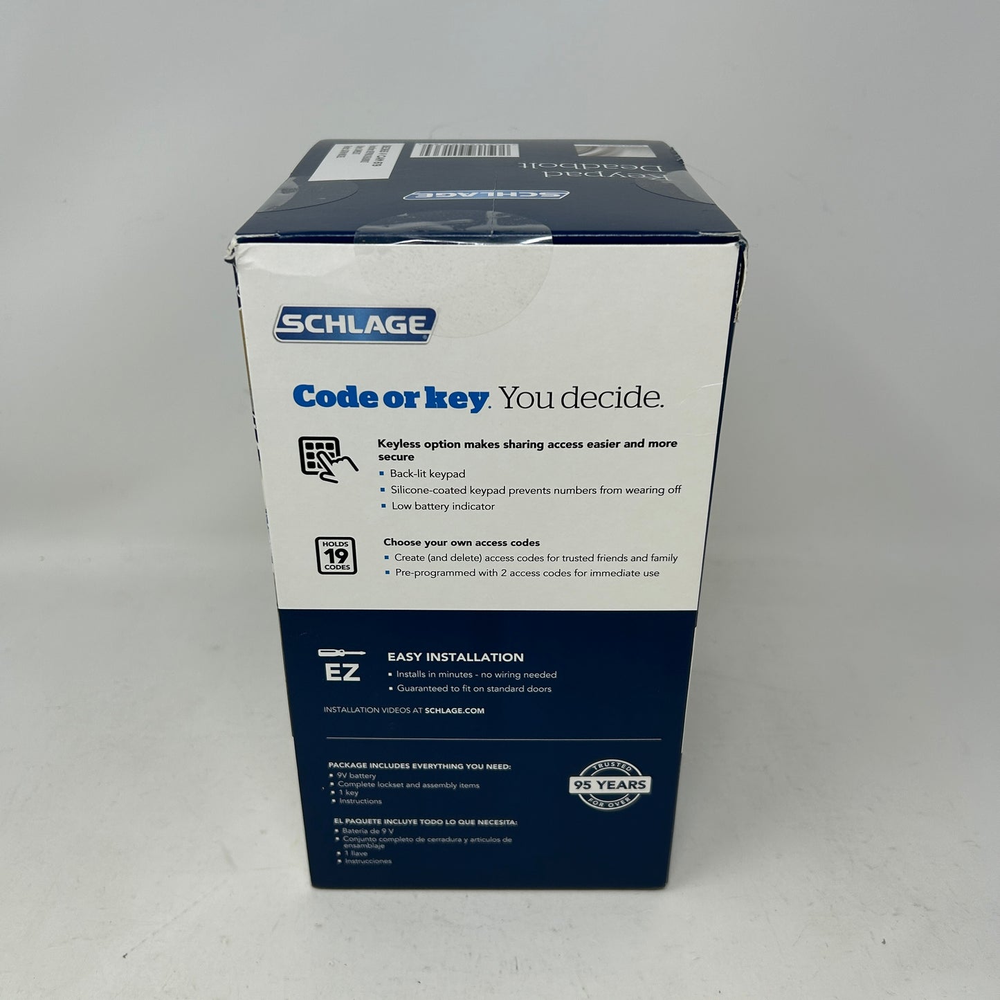 New Schlage BE365 V CAM 619 Keypad Deadbolt Camelot Satin Nickel Electronic Lock
