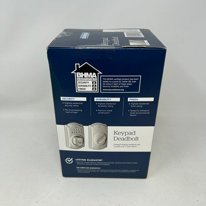 New Schlage BE365 V CAM 619 Keypad Deadbolt Camelot Satin Nickel Electronic Lock