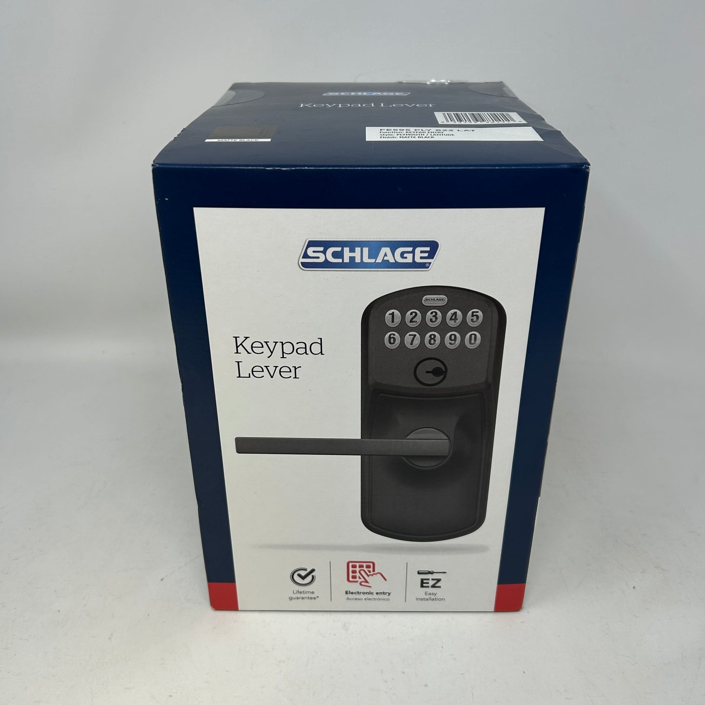 New Schlage FE595 PLY 622 LAT Keypad Entry Lever Flex-Lock Matte Black