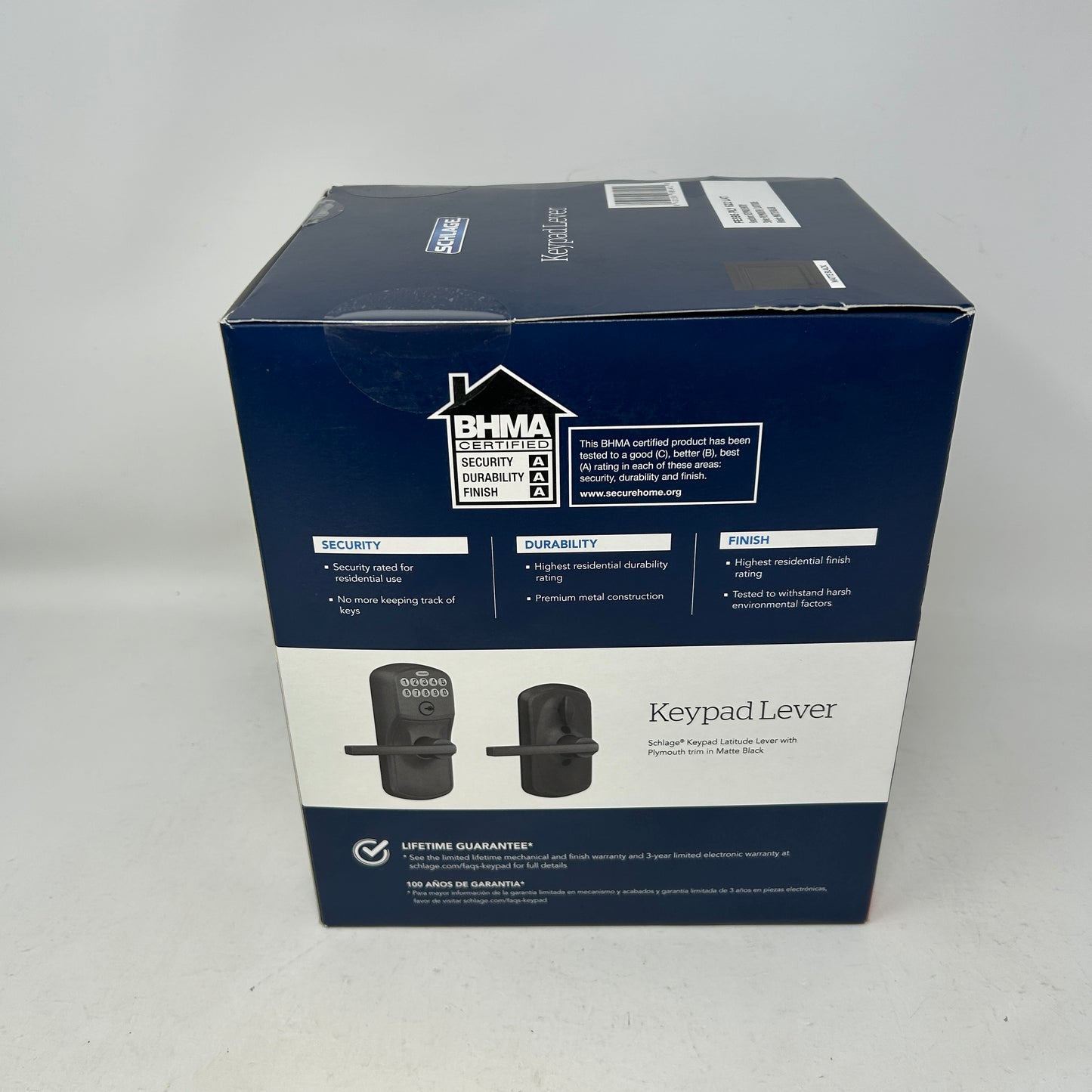 New Schlage FE595 PLY 622 LAT Keypad Entry Lever Flex-Lock Matte Black