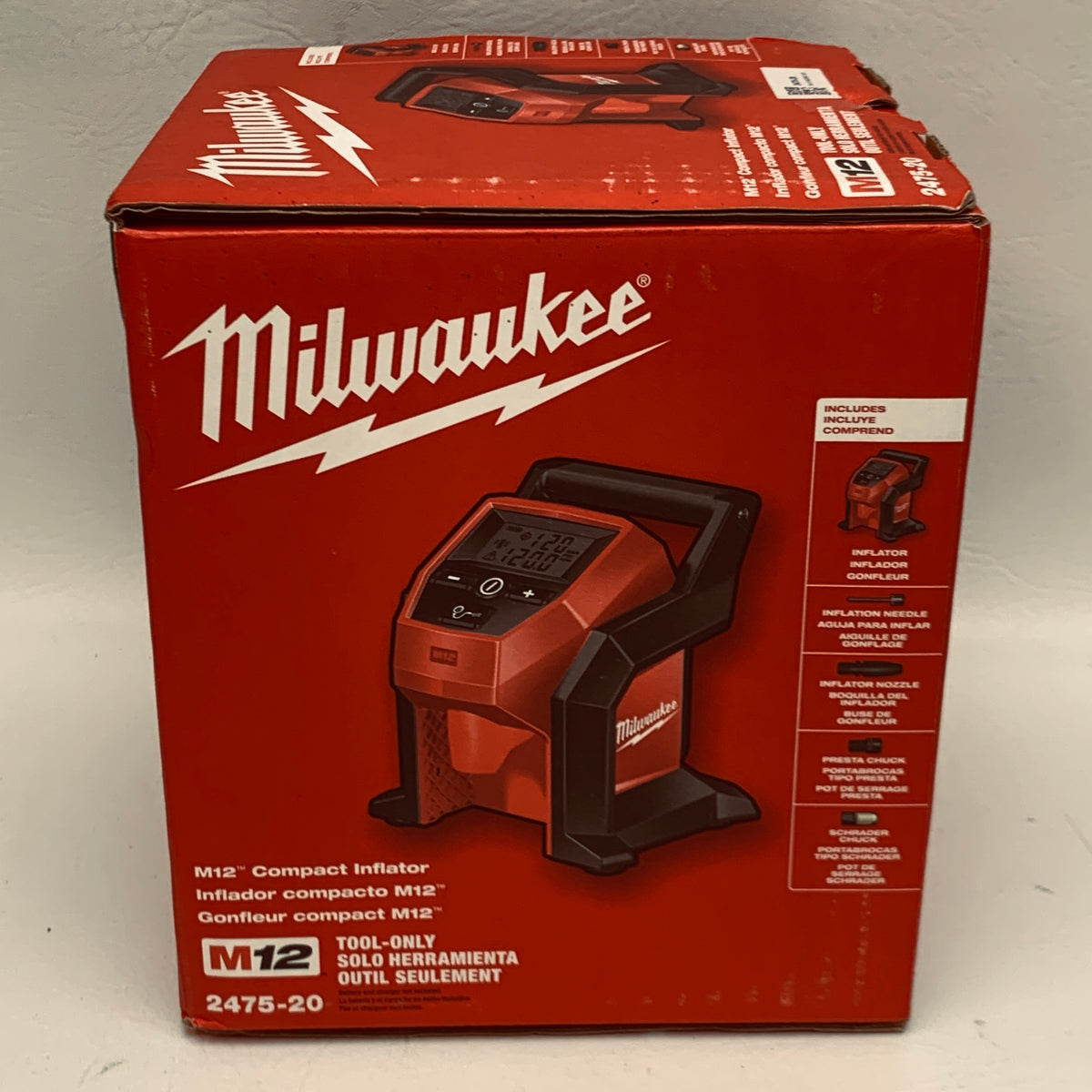 Milwaukee M12 Compact Inflator 2475-20 12V Cordless Tire Inflator Tool