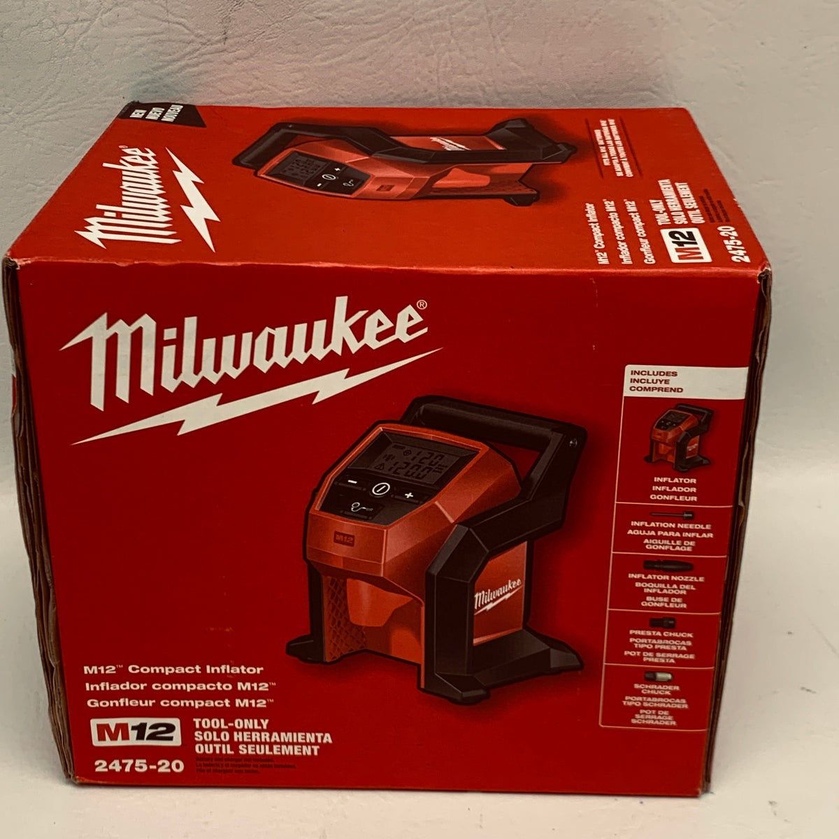 Milwaukee M12 Compact Inflator 2475-20 12V Cordless Tire Inflator Tool