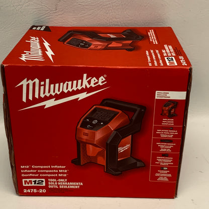 Milwaukee M12 Compact Inflator 2475-20 12V Cordless Tire Inflator Tool