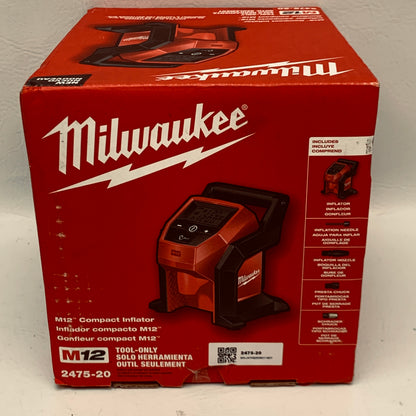 Milwaukee M12 Compact Inflator 2475-20 12V Cordless Tire Inflator Tool