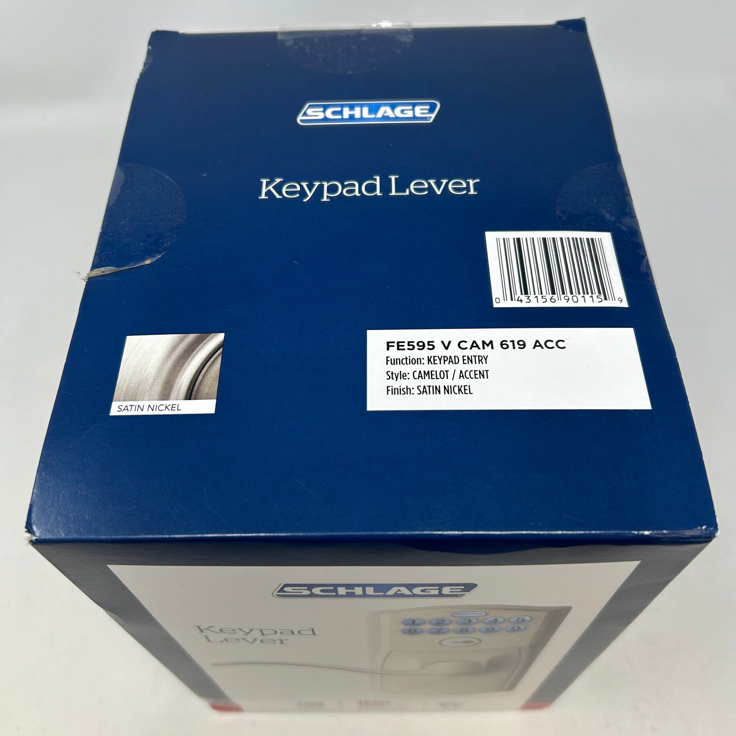 New Schlage FE595 V CAM 619 ACC Keypad Entry Lever Camelot Satin Nickel Accent