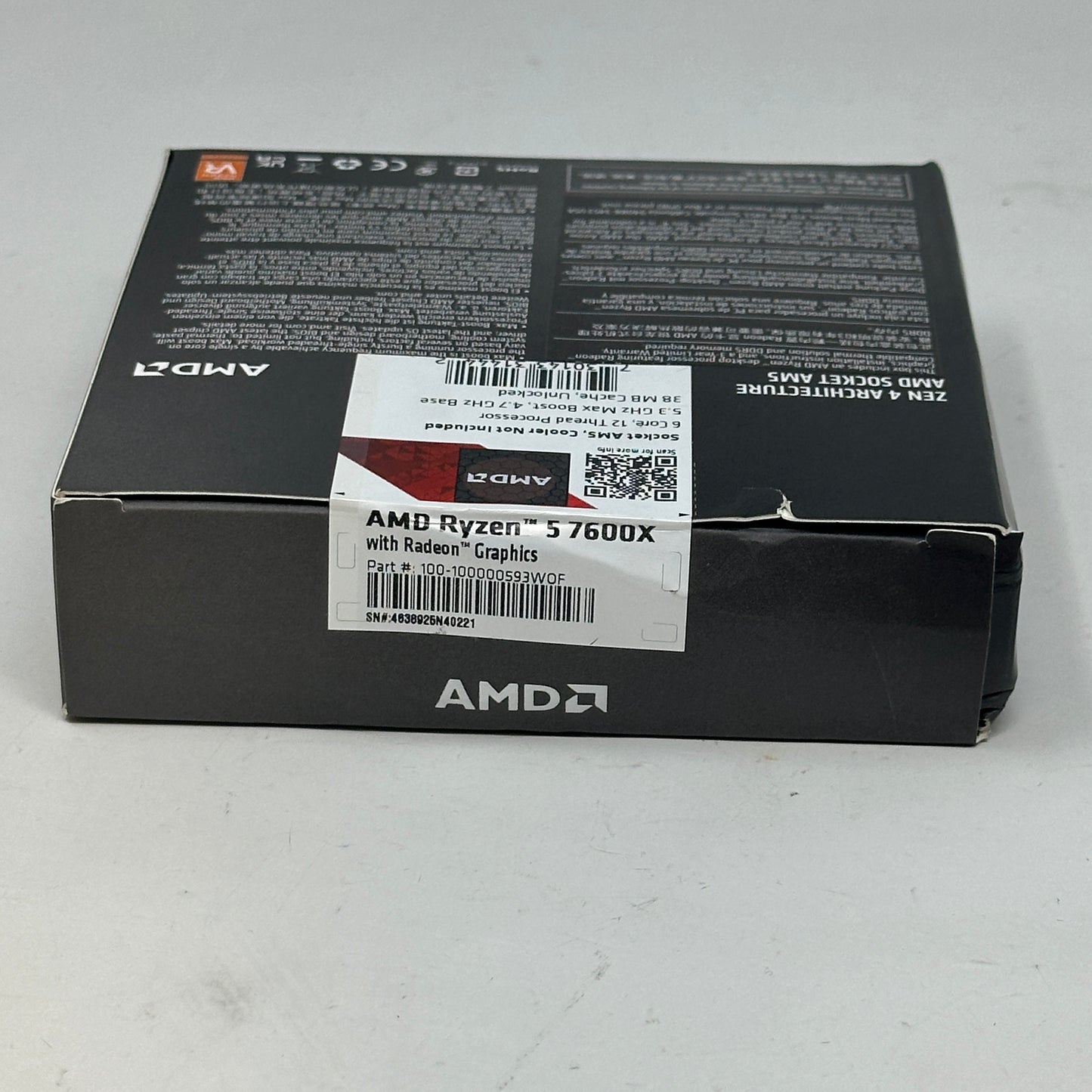 New AMD Ryzen 5 7600X 4.70GHz 6 Core 100-100000593 12 Thread AM5