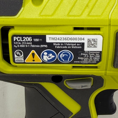 Ryobi 18V Cordless Drill Driver 1/2 Inch 1.5 Ah Battery PCL206