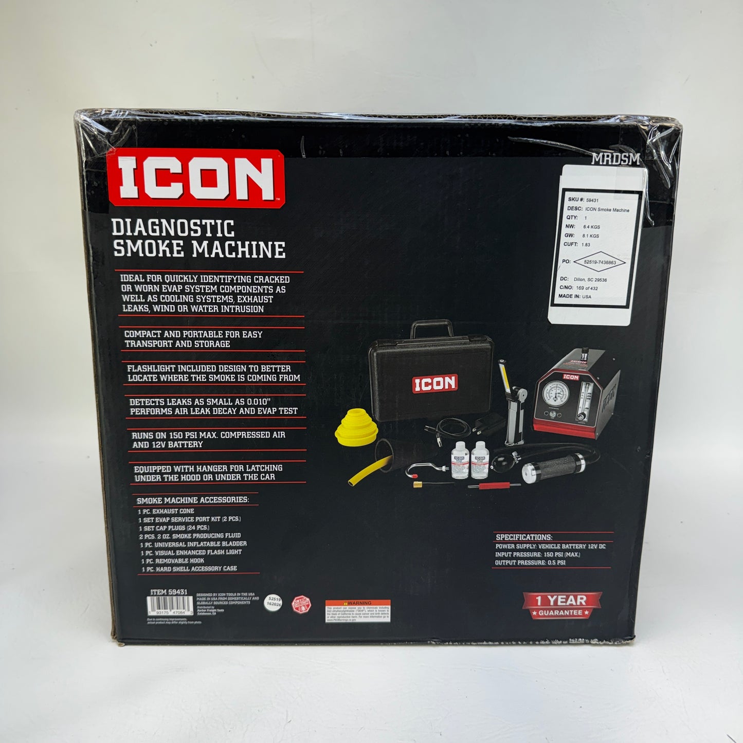 New ICON 59431 12V Diagnostic Smoke Machine