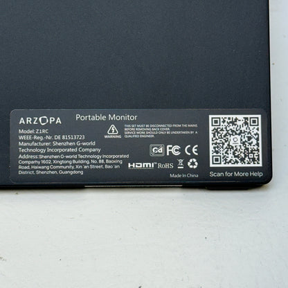 Arzopa Z1RC 16" Portable Monitor IPS LCD 2560x1600 60Hz Mini HDMI USB-C