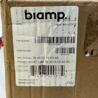 New Biamp Vocia VA-4030e Networked 4-Channel Amplifier 911.0298.900