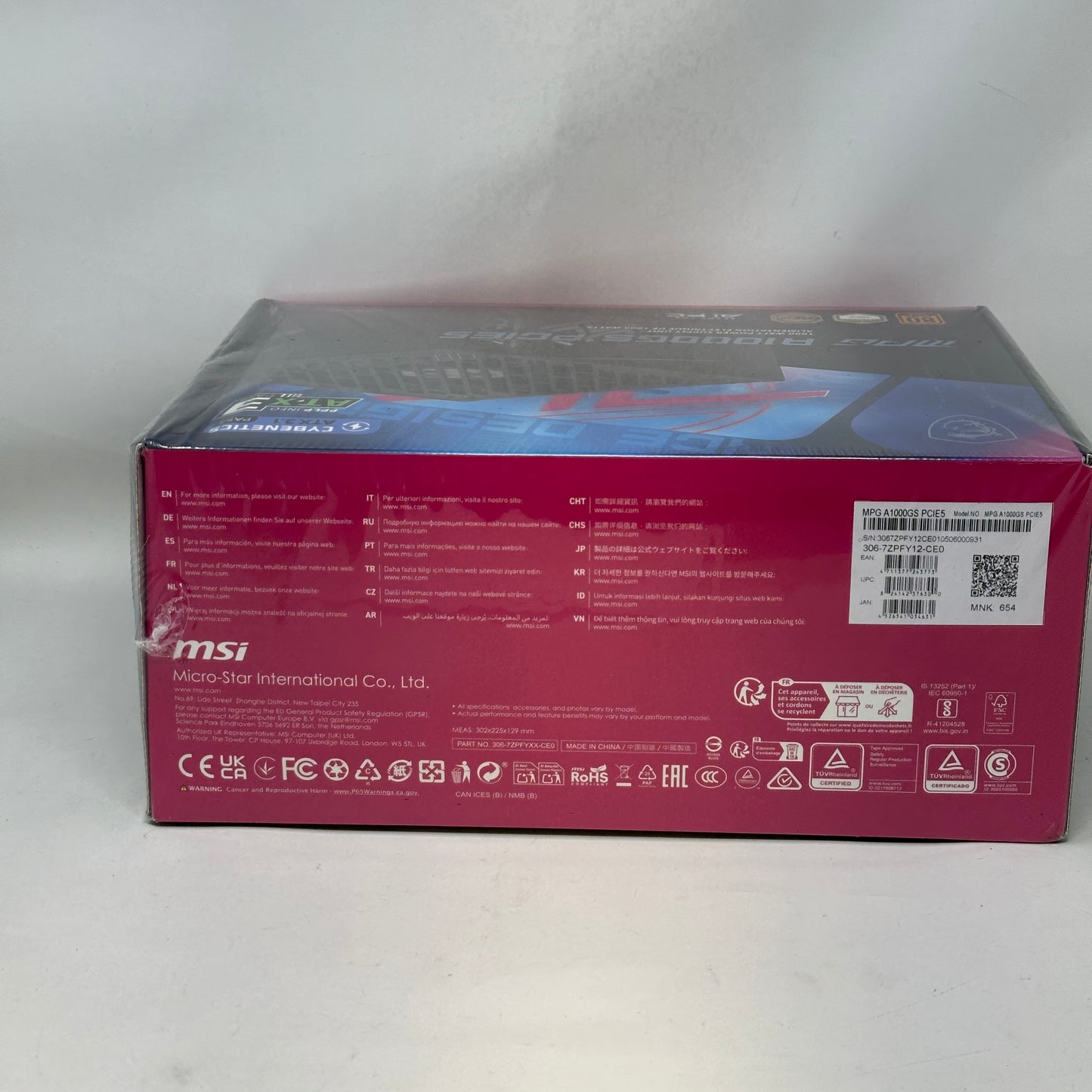 New MSi MPG A1000GS PCIE5 NA 80 Plus Gold 1000W Fully Modular Power Supply