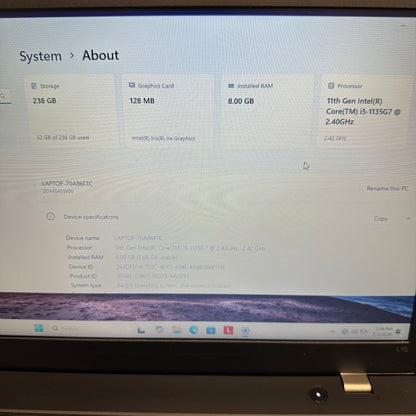 Lenovo ThinkPad L15 Gen 2 70A86FTC 15.6" i5-1135G7 2.4GHz 8GB RAM 256GB SSD