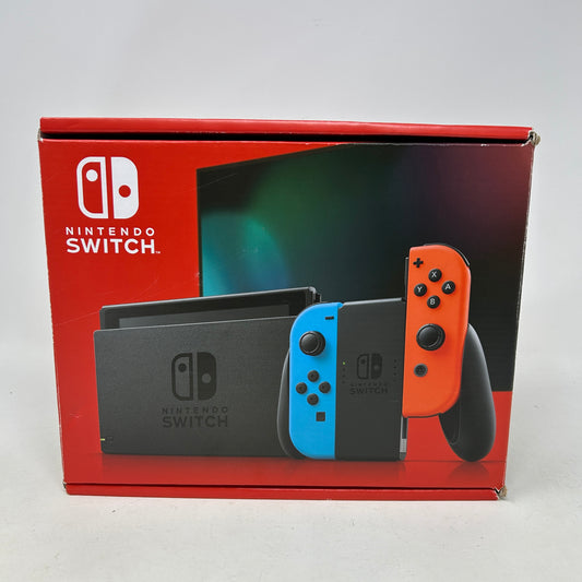Nintendo Switch Neon Blue Red Joy-Con Console Bundle Original Box Xtreme Shield 