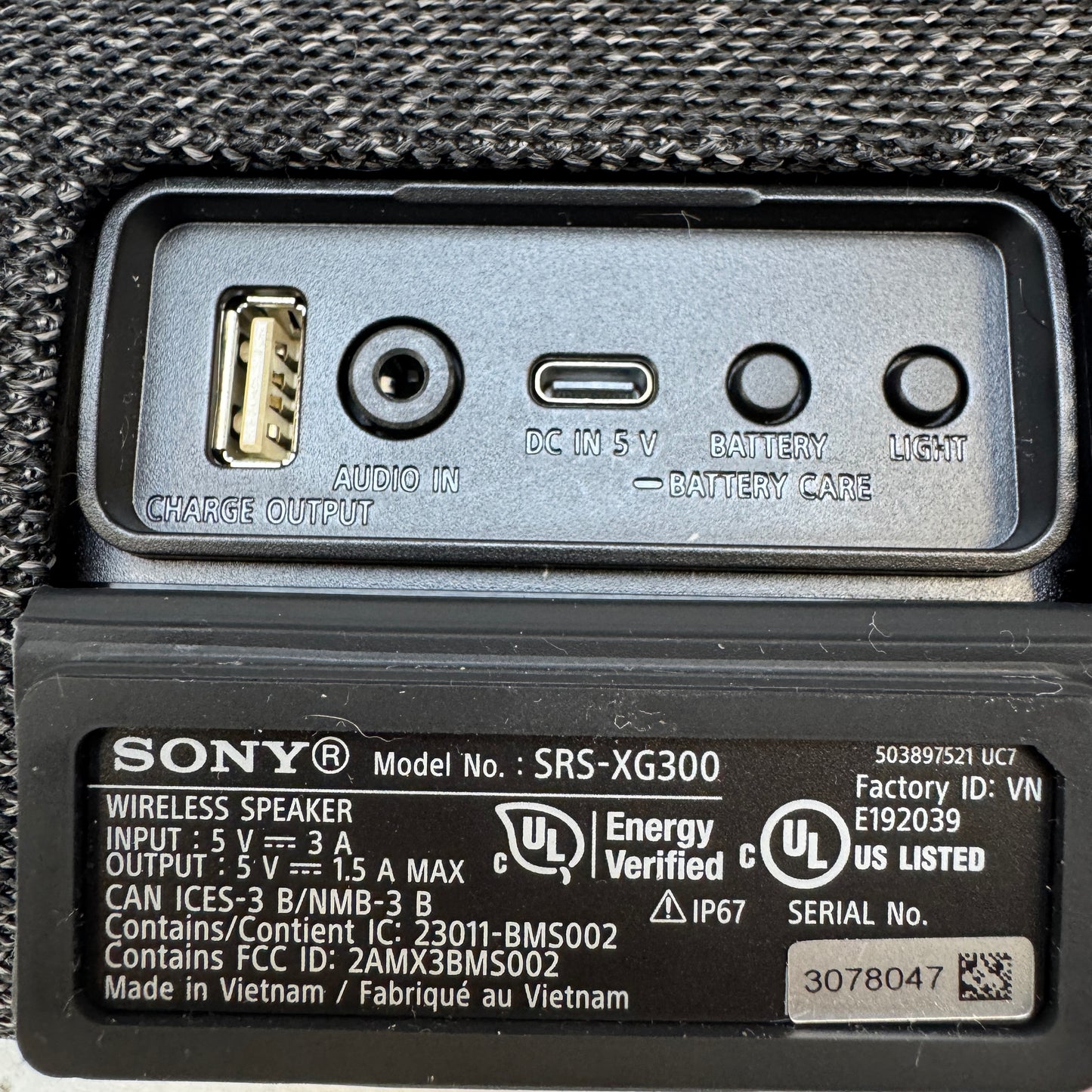 Sony SRS-XG300 Waterproof Wireless Portable Bluetooth Speaker Gray