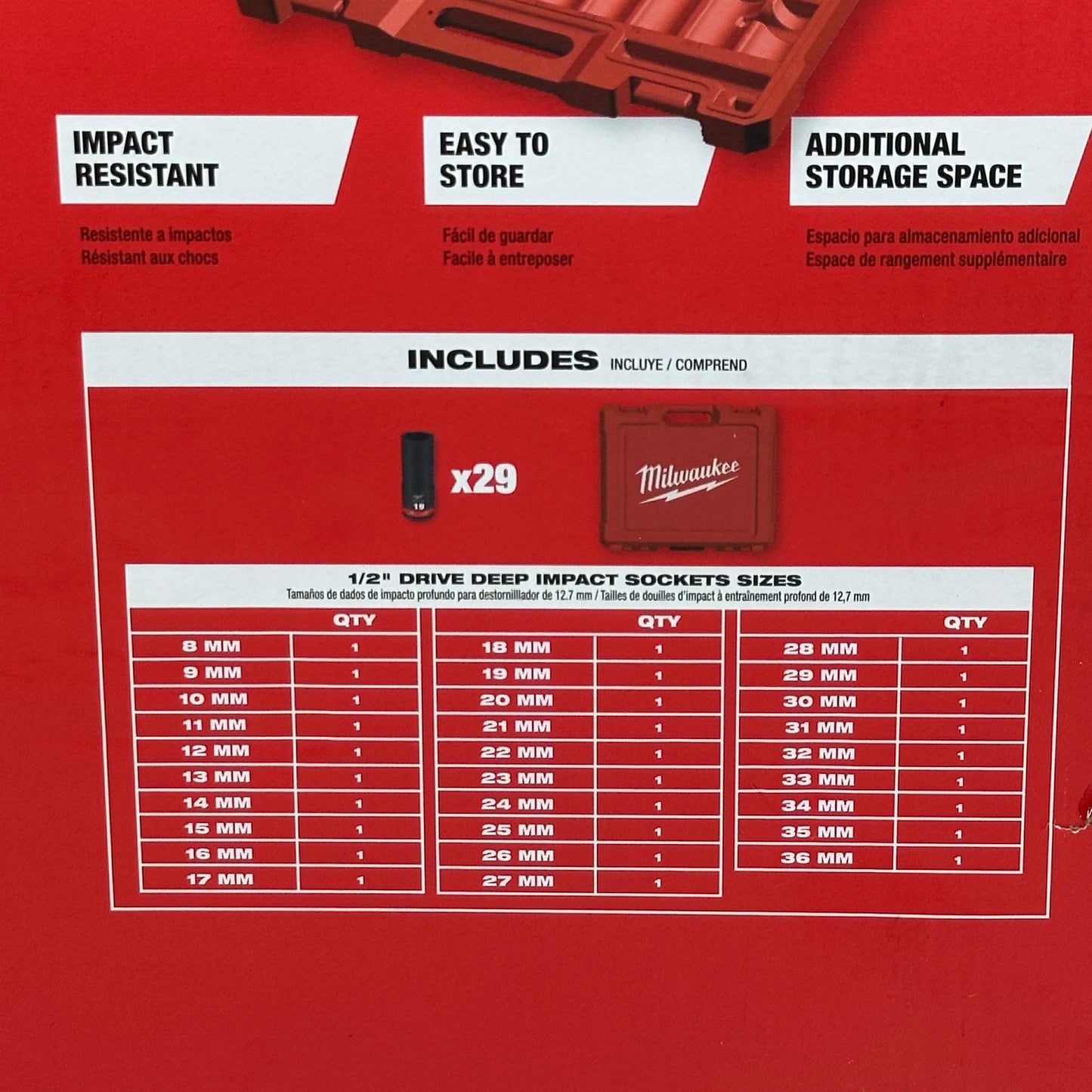New Milwaukee 1/2 in. Drive Metric 6 Point Impact Socket Set (29-Piece)