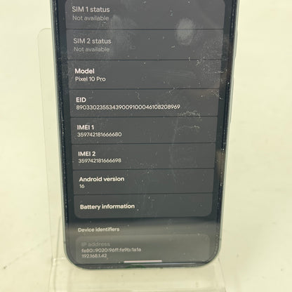 Unlocked Google Pixel 10 Pro 256GB Obsidian GA09899-US