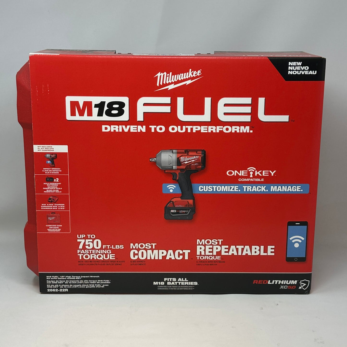 New Milwaukee 2769-22R M18 ½" Ext. Anvil Controlled Torque Impact Wrench w/ONE-KEY